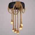 Hemp Rope Industrial Tire Chandelier ∅ 23.6″ x H 47.2″ / Dia 60cm x H 120cm / Black & Linen color Chandelier