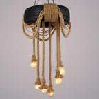 Hemp Rope Industrial Tire Chandelier ∅ 23.6″ x H 47.2″ / Dia 60cm x H 120cm / Black & Linen color Chandelier