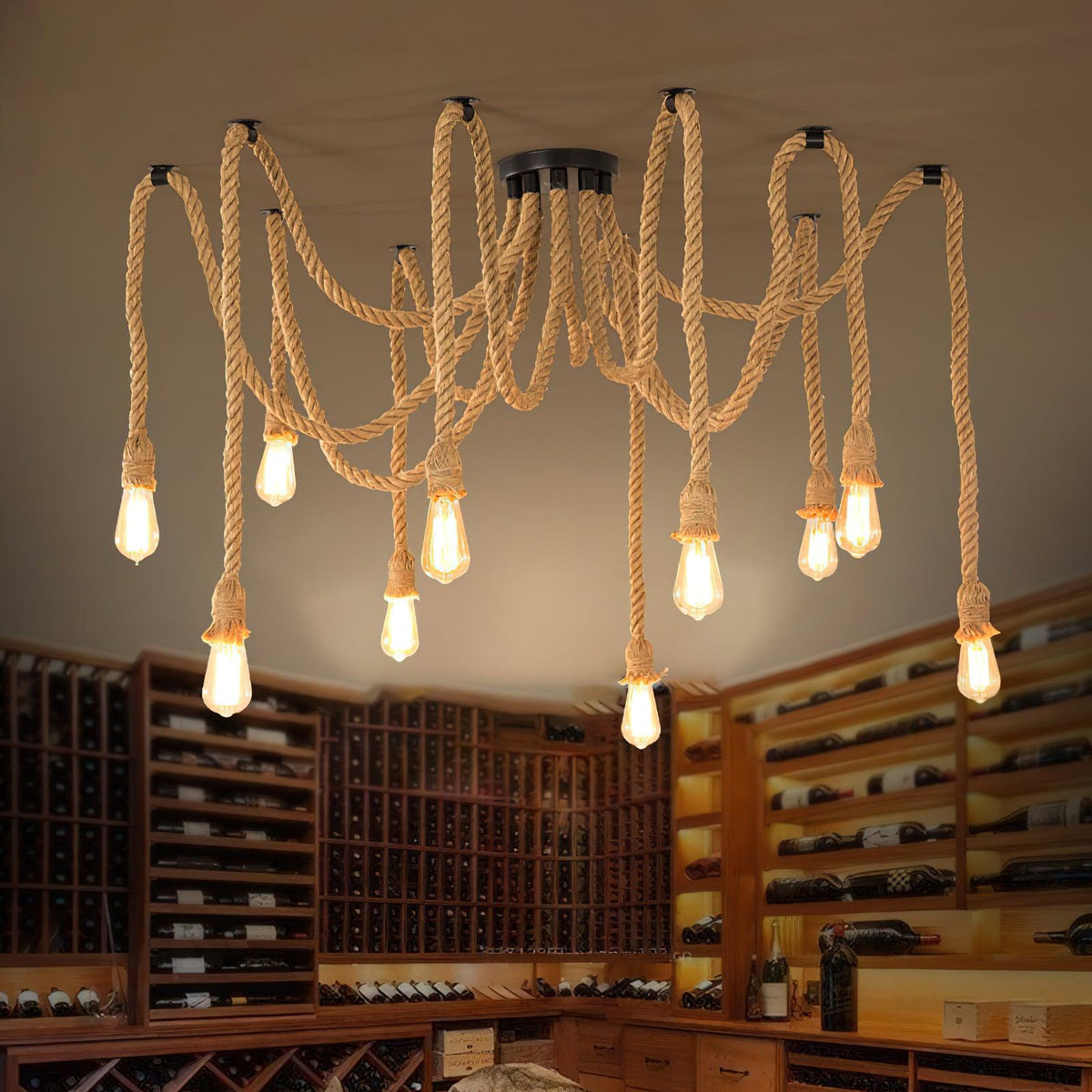 Hemp Rope Scattered Flower Chandelier Chandelier