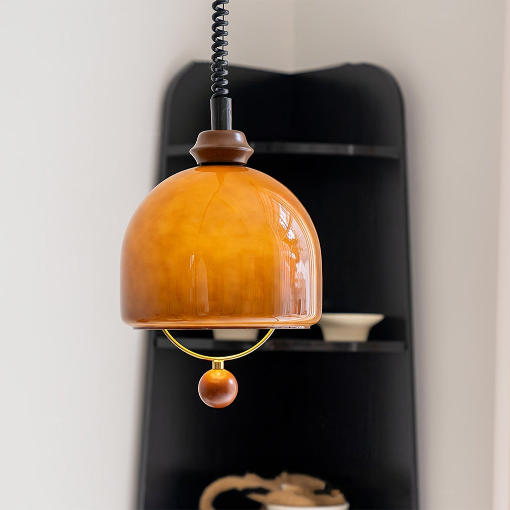Herda Pendant Lamp ∅ 9.8″ x H 8.3″ / Dia 25cm x H 21cm / Dark walnut & Dark Brown Pendant light