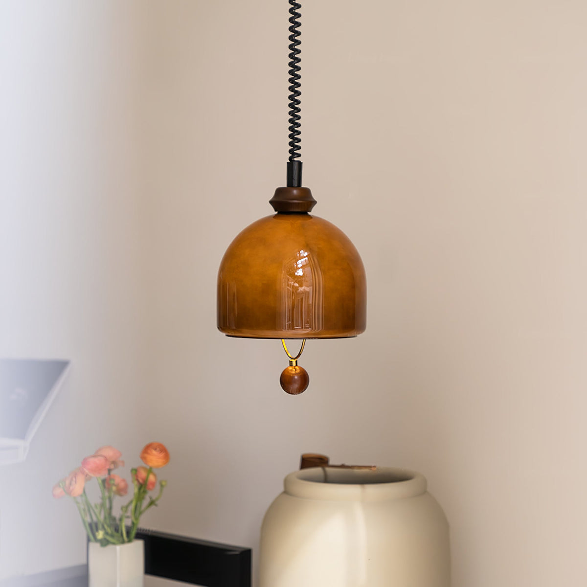Herda Pendant Lamp ∅ 9.8″ x H 8.3″ / Dia 25cm x H 21cm / Dark walnut & Dark Brown Pendant light