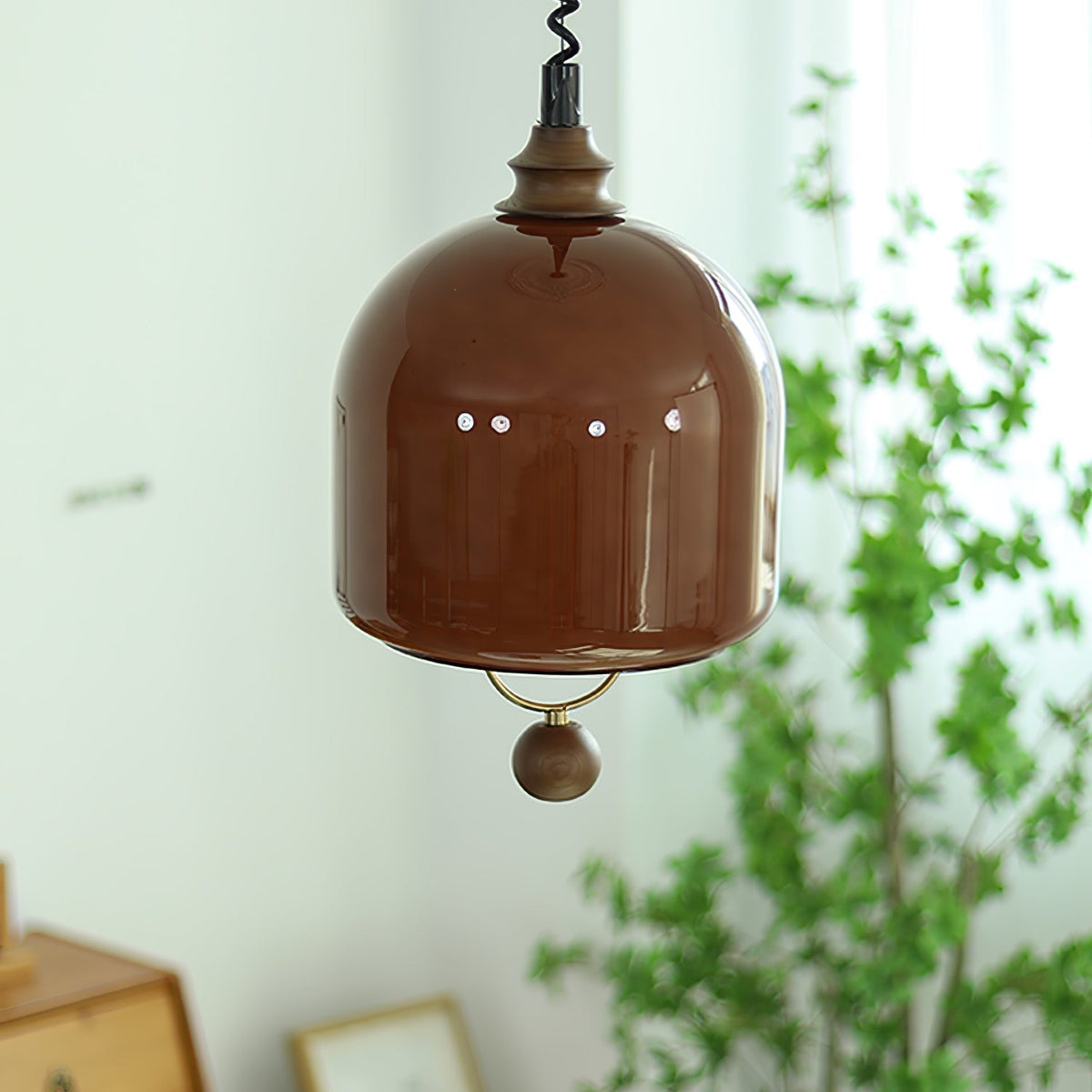 Herda Pendant Lamp ∅ 9.8″ x H 8.3″ / Dia 25cm x H 21cm / Dark walnut & Dark Brown Pendant light