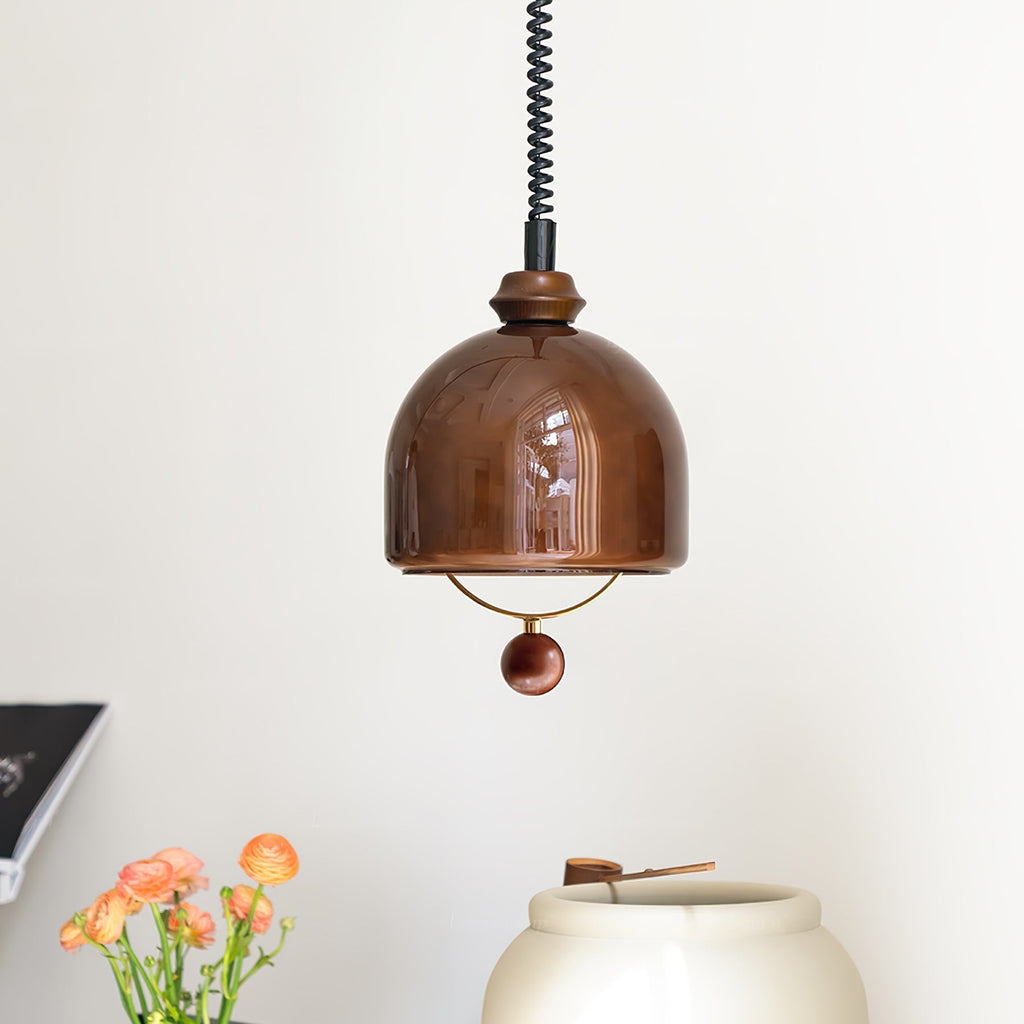 Herda Pendant Lamp ∅ 9.8″ x H 8.3″ / Dia 25cm x H 21cm / Dark walnut & Dark Brown Pendant light