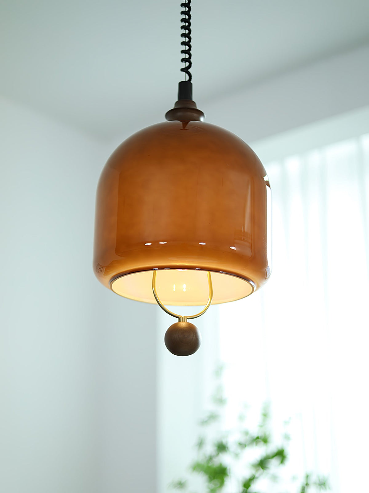 Herda Pendant Lamp ∅ 9.8″ x H 8.3″ / Dia 25cm x H 21cm / Dark walnut & Dark Brown Pendant light