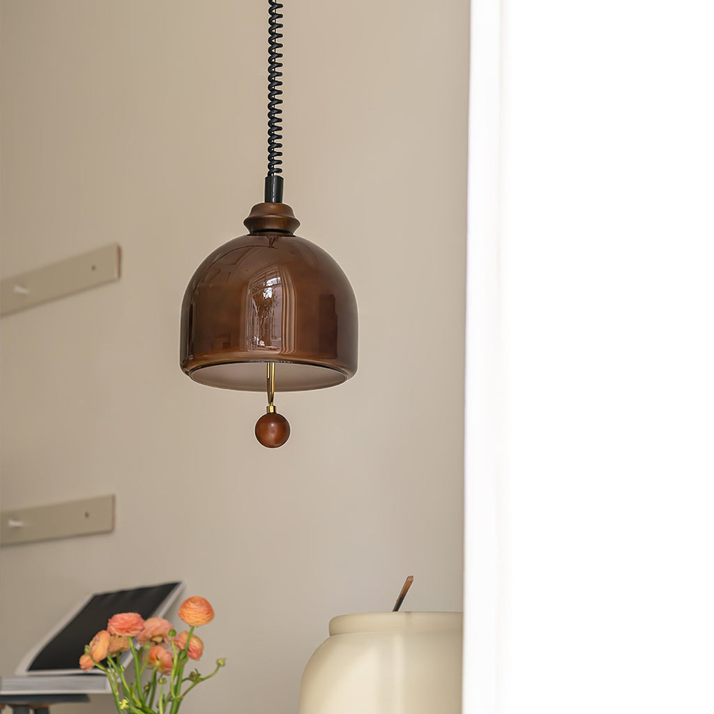 Herda Pendant Lamp ∅ 9.8″ x H 8.3″ / Dia 25cm x H 21cm / Dark walnut & Dark Brown Pendant light