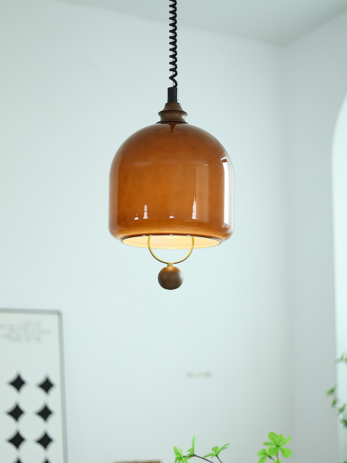 Herda Pendant Lamp ∅ 9.8″ x H 8.3″ / Dia 25cm x H 21cm / Dark walnut & Dark Brown Pendant light