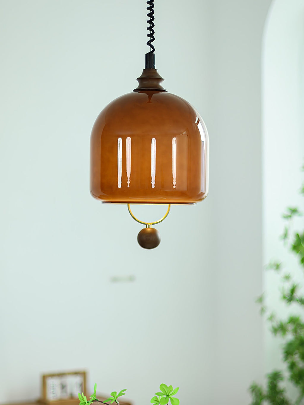 Herda Pendant Lamp ∅ 9.8″ x H 8.3″ / Dia 25cm x H 21cm / Dark walnut & Dark Brown Pendant light