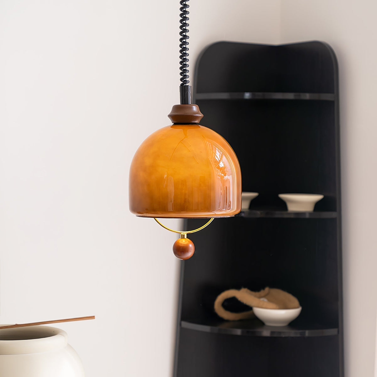Herda Pendant Lamp ∅ 9.8″ x H 8.3″ / Dia 25cm x H 21cm / Dark walnut & Dark Brown Pendant light