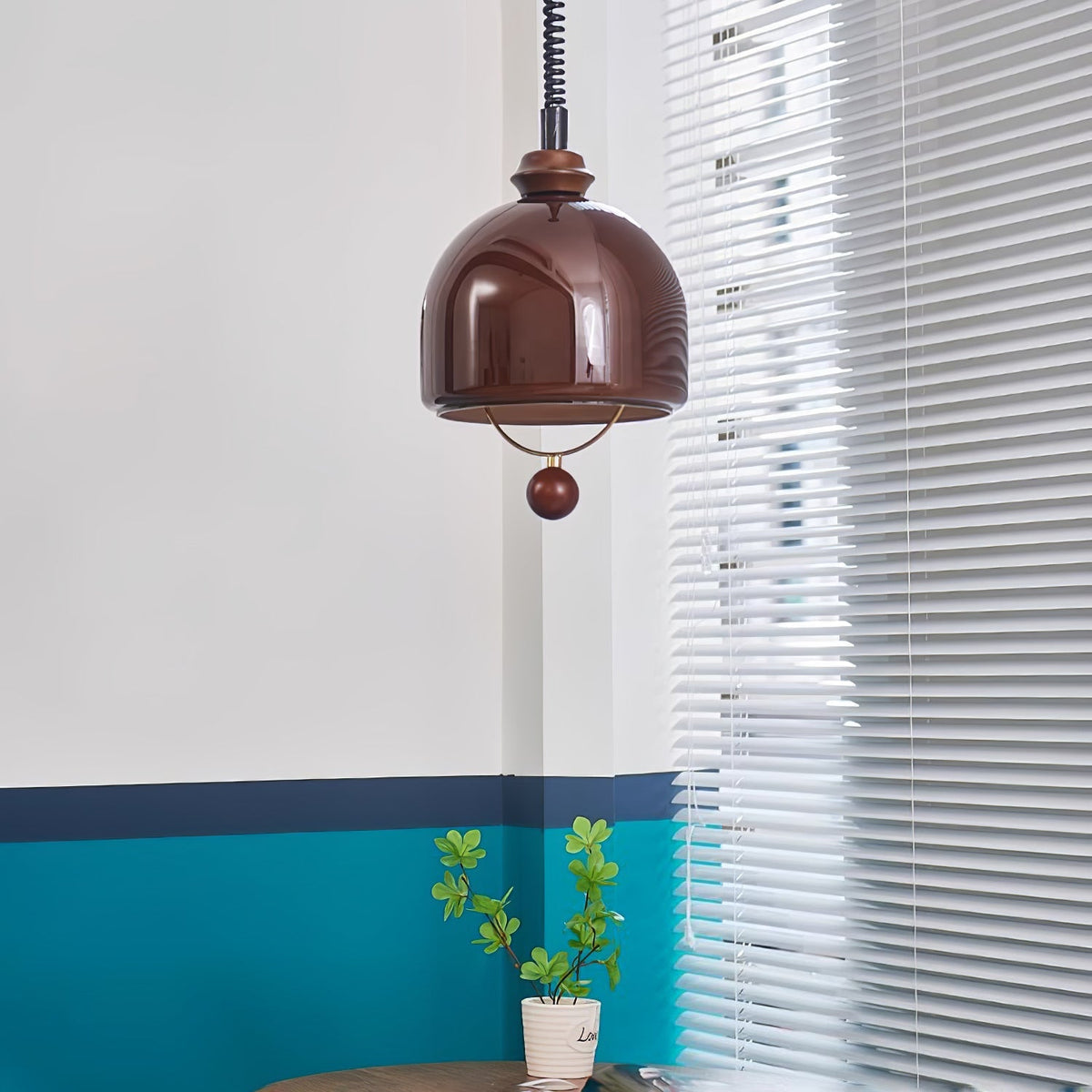 Herda Pendant Lamp ∅ 9.8″ x H 8.3″ / Dia 25cm x H 21cm / Dark walnut & Dark Brown Pendant light