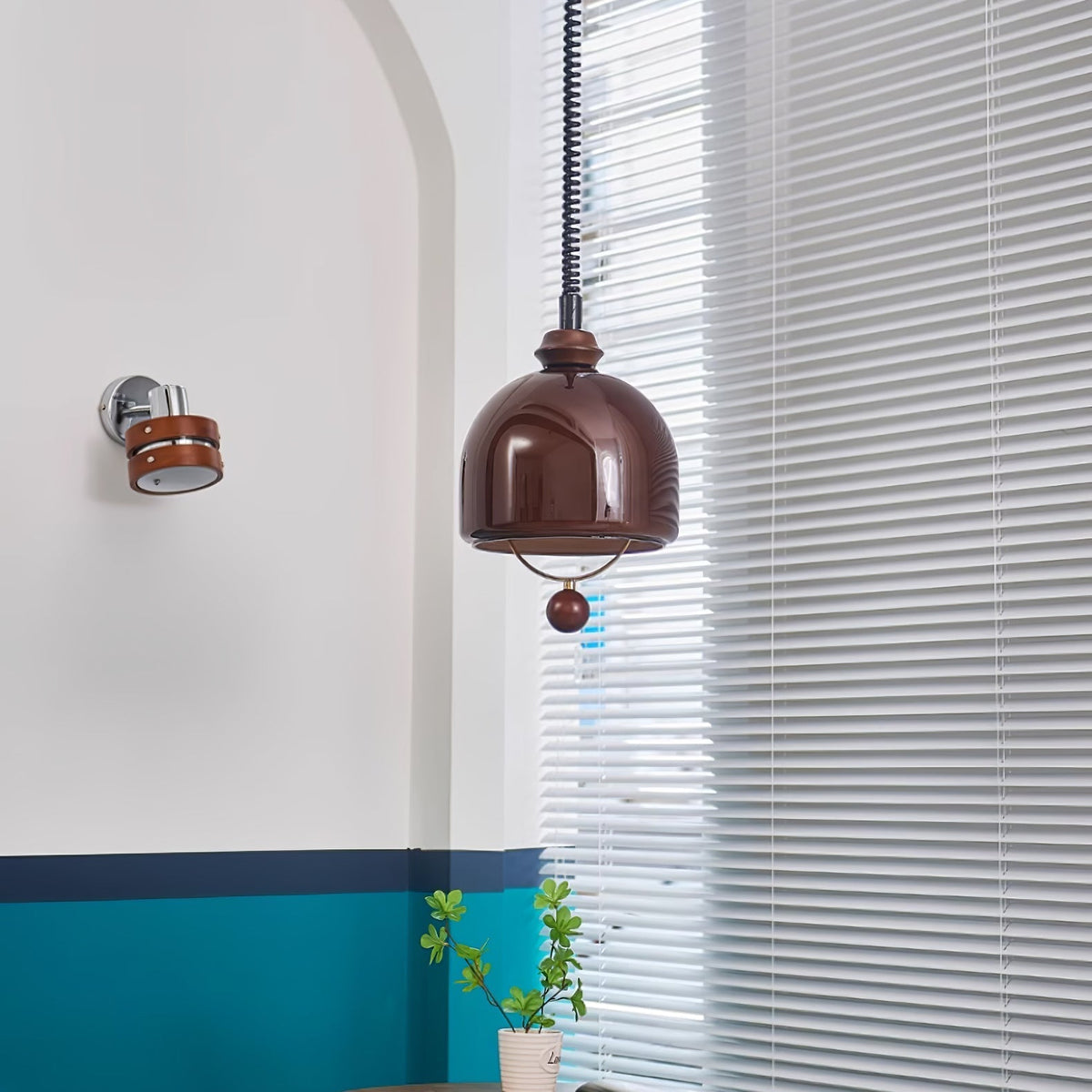 Herda Pendant Lamp ∅ 9.8″ x H 8.3″ / Dia 25cm x H 21cm / Dark walnut & Dark Brown Pendant light