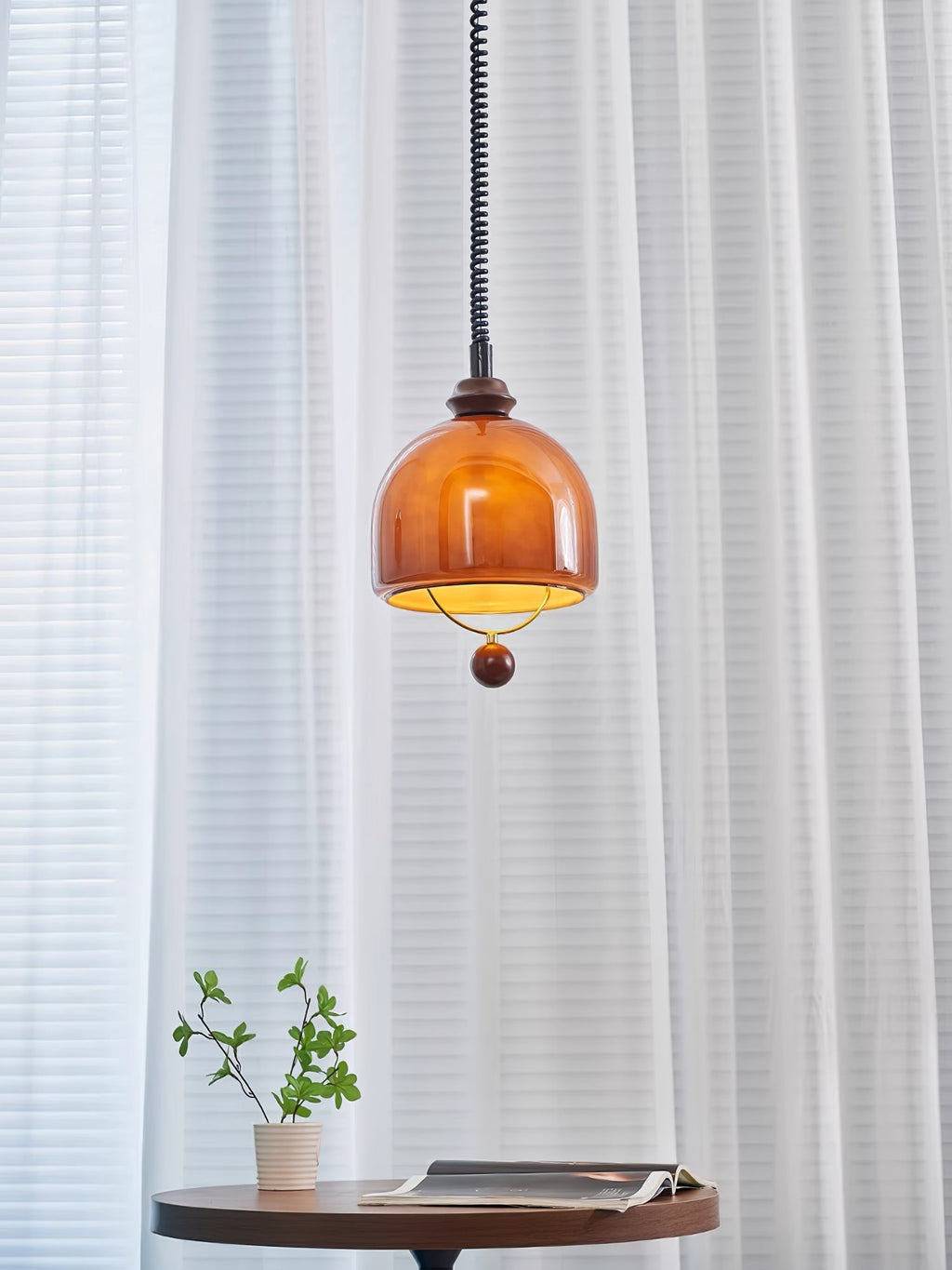 Herda Pendant Lamp ∅ 9.8″ x H 8.3″ / Dia 25cm x H 21cm / Dark walnut & Dark Brown Pendant light