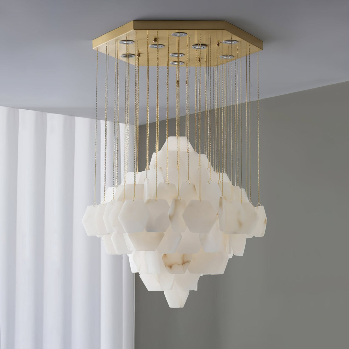 Hexa Alabaster Cascade Chandelier