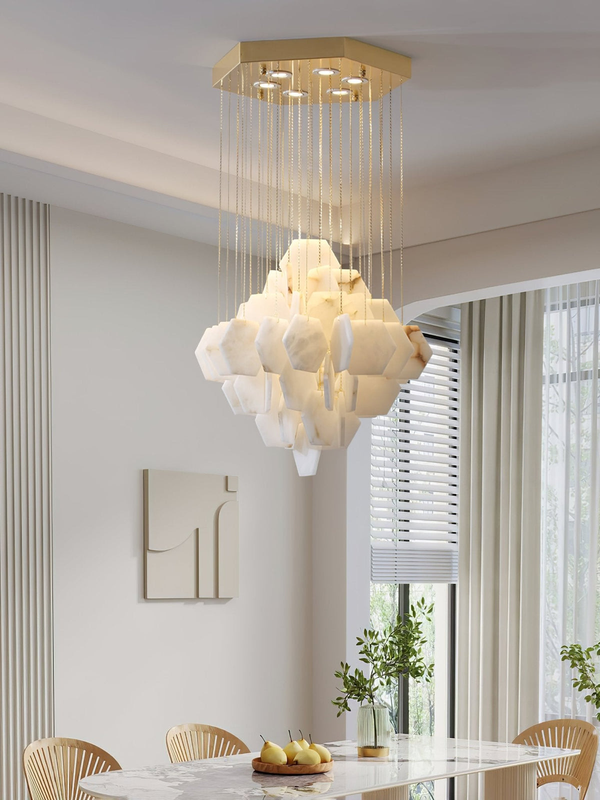 Hexa Alabaster Cascade Chandelier