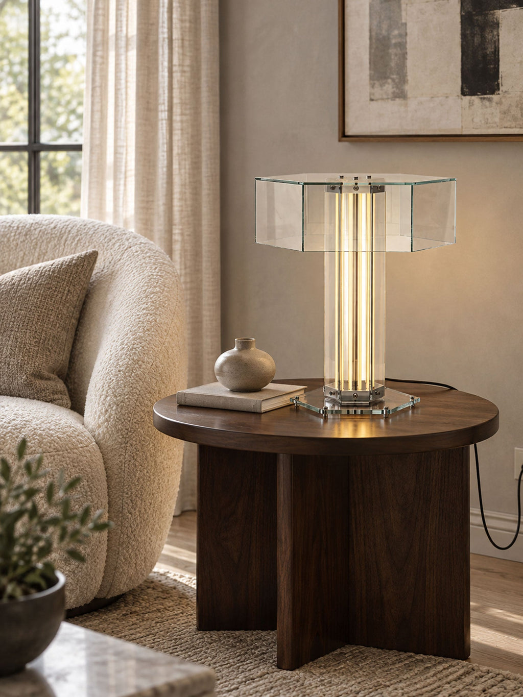 Hexagonal Glass Table Lamp