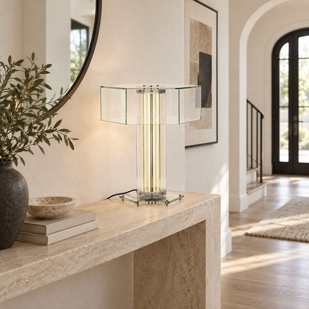 Hexagonal Glass Table Lamp