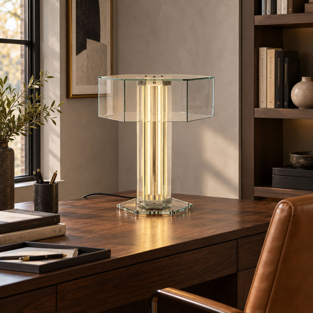 Hexagonal Glass Table Lamp