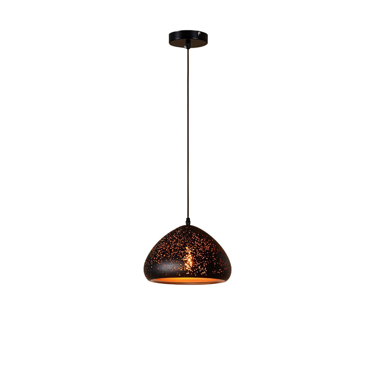 Hollow Industrial Pendant Lamp Model C: ∅ 9.8 x H 7.1″ / Dia 25cm x H 18cm / Black & Gold Pendant light