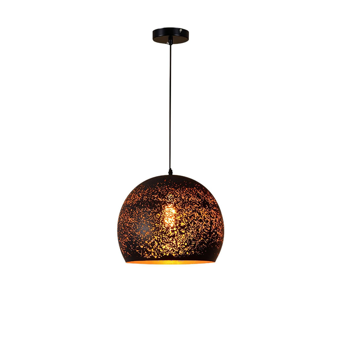 Hollow Industrial Pendant Lamp Model G: ∅ 13.8 x H 11.8″ / Dia 35cm x H 30cm / Black & Gold Pendant light