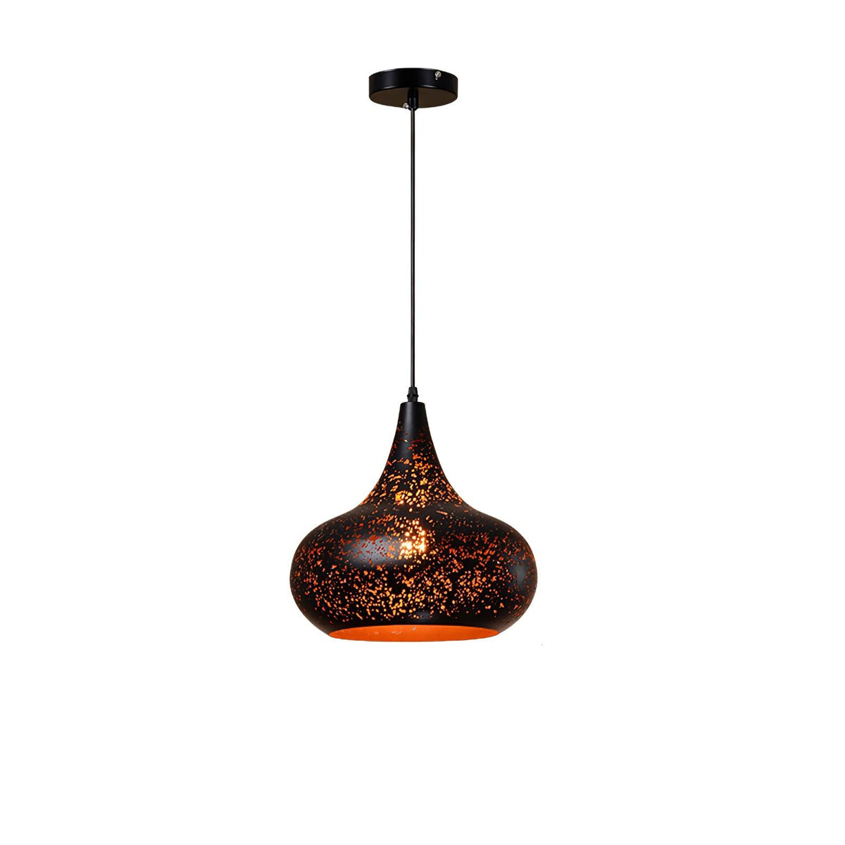 Hollow Industrial Pendant Lamp Model E: ∅ 11.8 x H 12.2″ / Dia 30cm x H 31cm / Black & Gold Pendant light