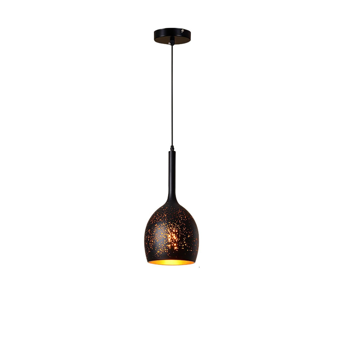 Hollow Industrial Pendant Lamp Model A: ∅ 7.1 x H 16.1″ / Dia 18cm x H 41cm / Black & Gold Pendant light