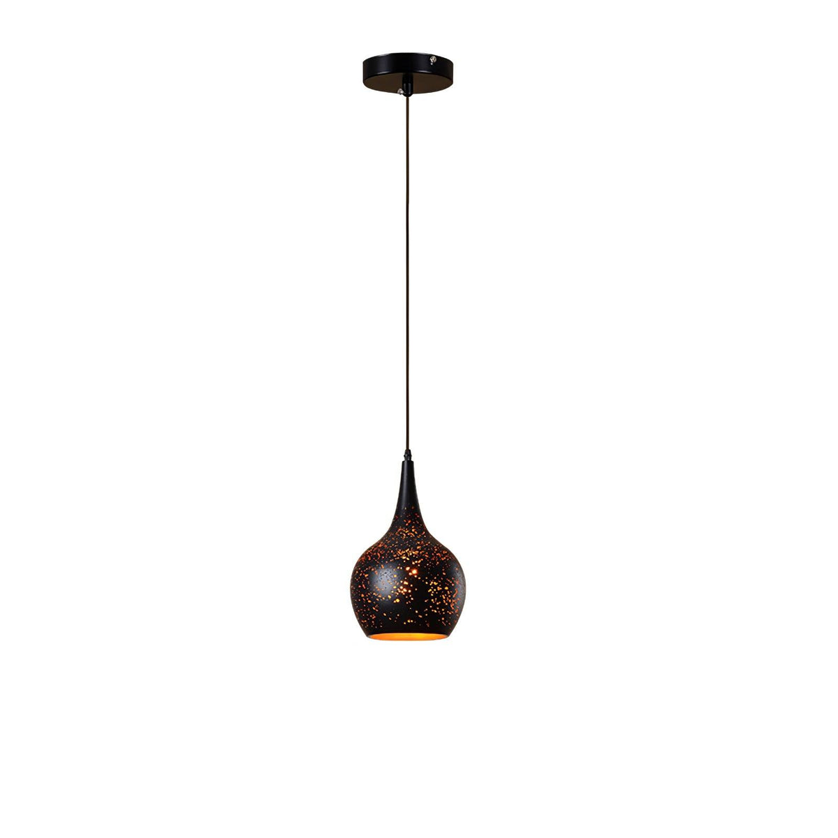 Hollow Industrial Pendant Lamp Model B: ∅ 7.9 x H 12.2″ / Dia 20cm x H 31cm / Black & Gold Pendant light