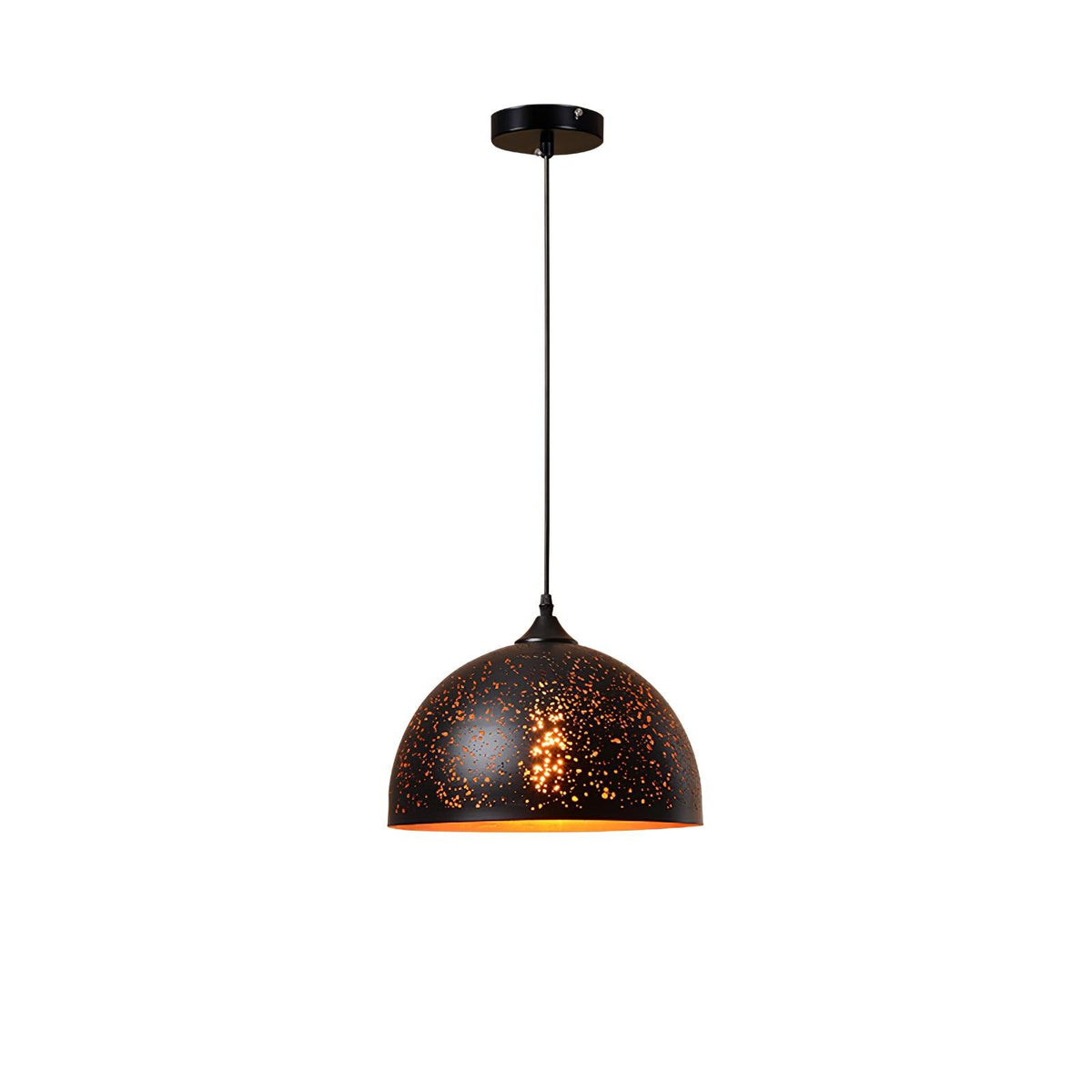 Hollow Industrial Pendant Lamp Model D: ∅ 11.8 x H 8.7″ / Dia 30cm x H 22cm / Black & Gold Pendant light