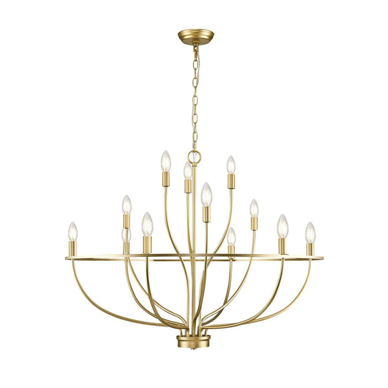Greyson Chandelier 12 Heads ∅ 35.4″ x H 19.7″/ Dia 90cm x H 50cm / Brass Chandelier