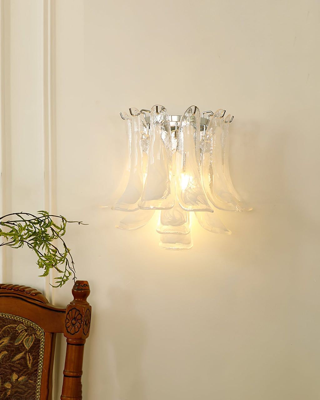 Horseshoe Wall Lamp ∅ 15.4″ x H 13″ / Chrome & White Wall lamp