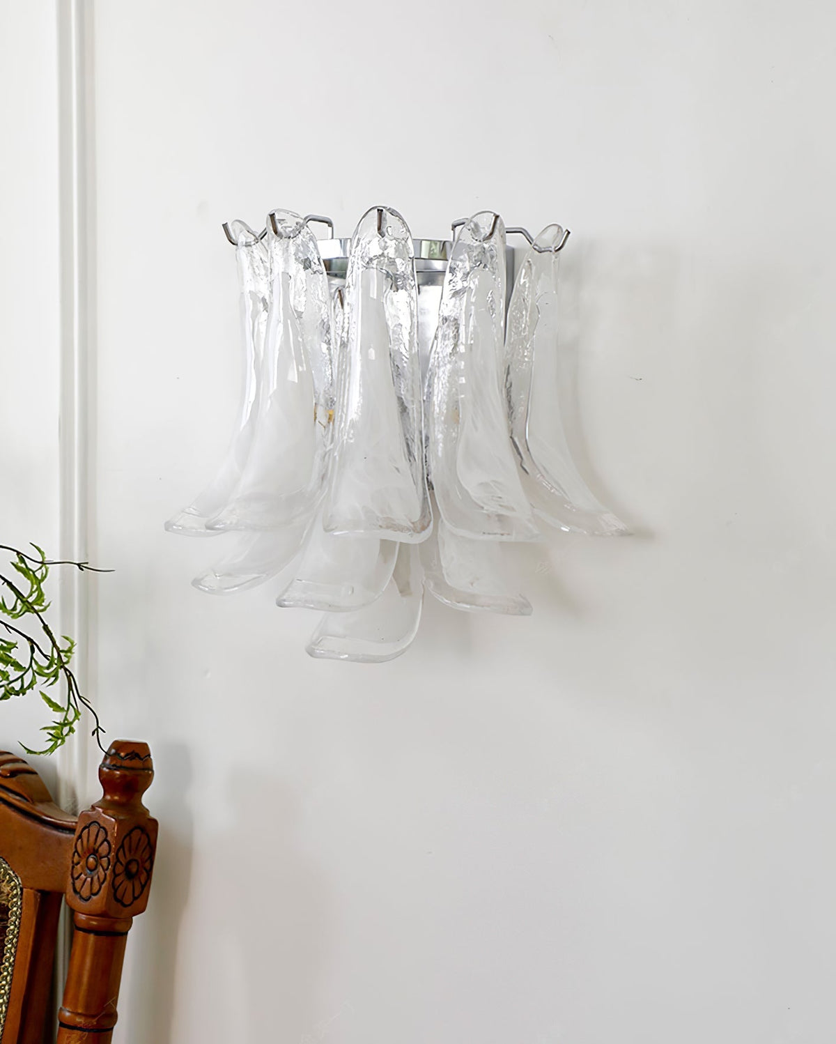 Horseshoe Wall Lamp ∅ 15.4″ x H 13″ / Chrome & White Wall lamp