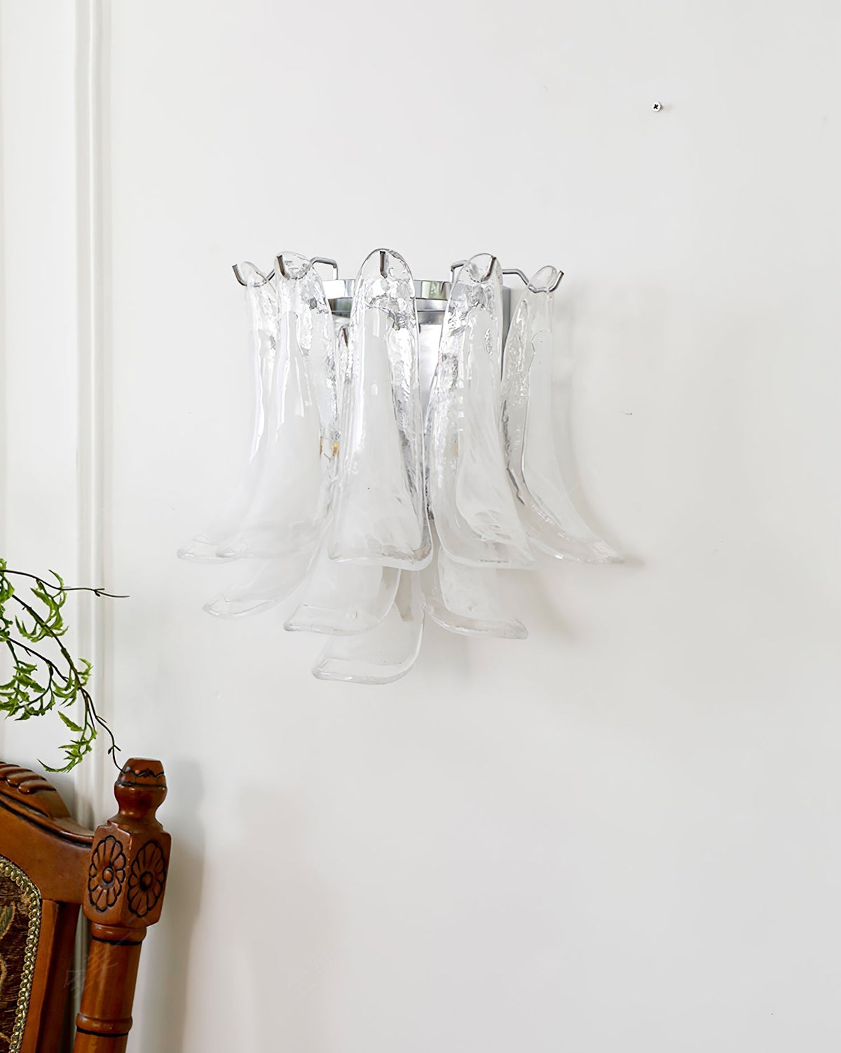 Horseshoe Wall Lamp ∅ 15.4″ x H 13″ / Chrome & White Wall lamp