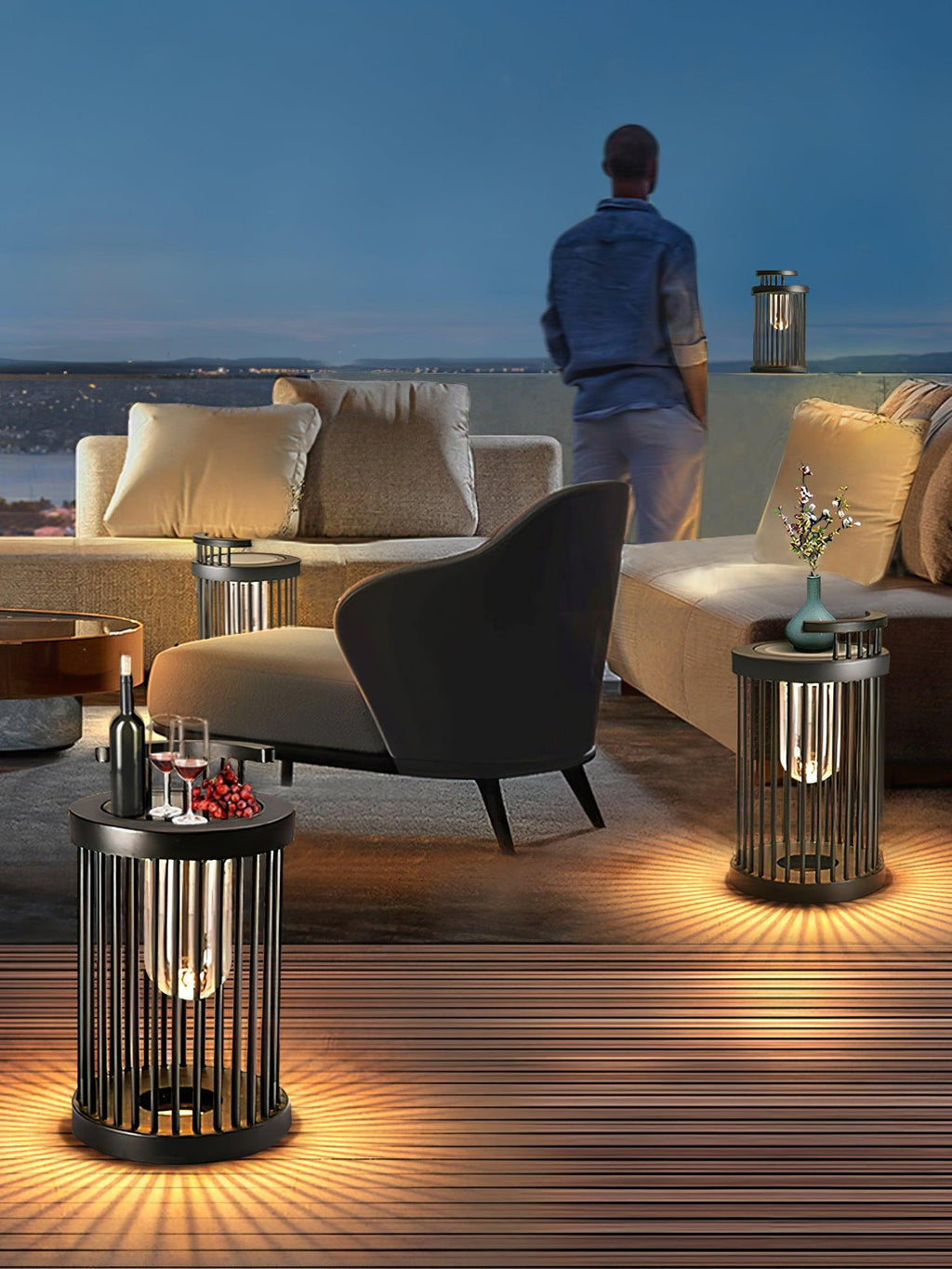 Hurricane Ruhlmann Outdoor Light ∅ 11.8″ x H 20.5″ / Dia 30cm x H 52cm / Black / Solar power storage Table lamp