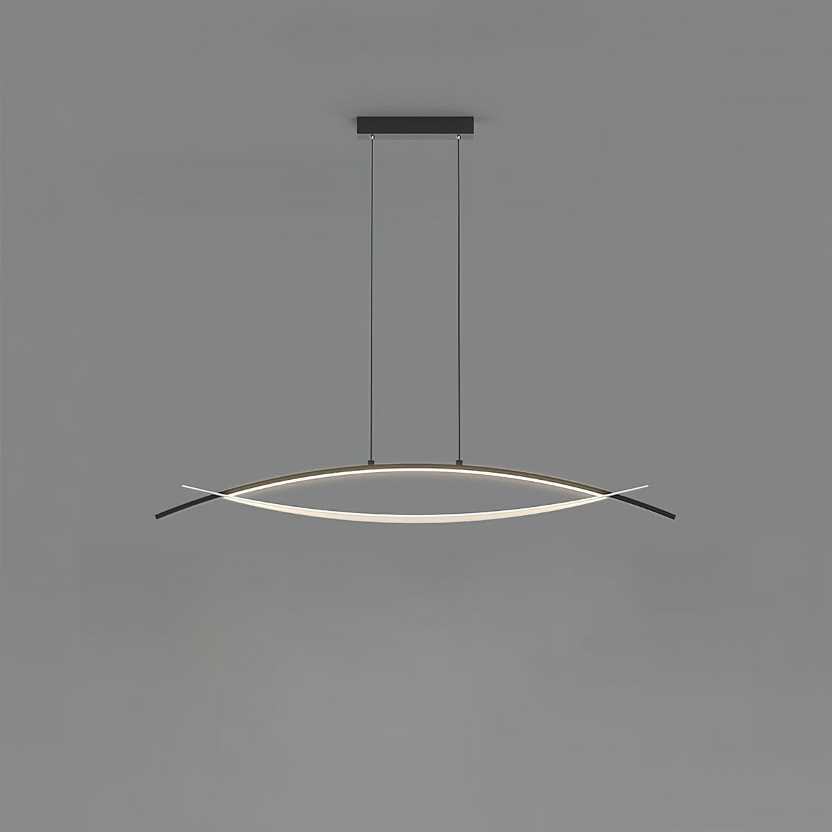 Hyperbola Pendant Light Model B: L 42.1″ x W 10.2″ x H 12.6″ / Black / Three-Color Changing Light Pendant light