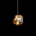 Illyria Ice Glass Pendant Lamp ? 7″ x H 7″ / Dia 18cm x H 18cm / Brass & Amber Pendant light