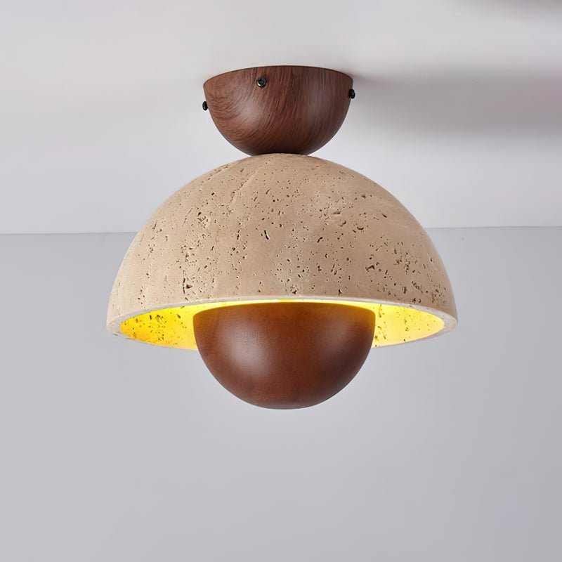 Inverted Ceiling Lamp ∅ 9.1″ x H 8.7″ / Walnut Color / Warm Light Ceiling lamp