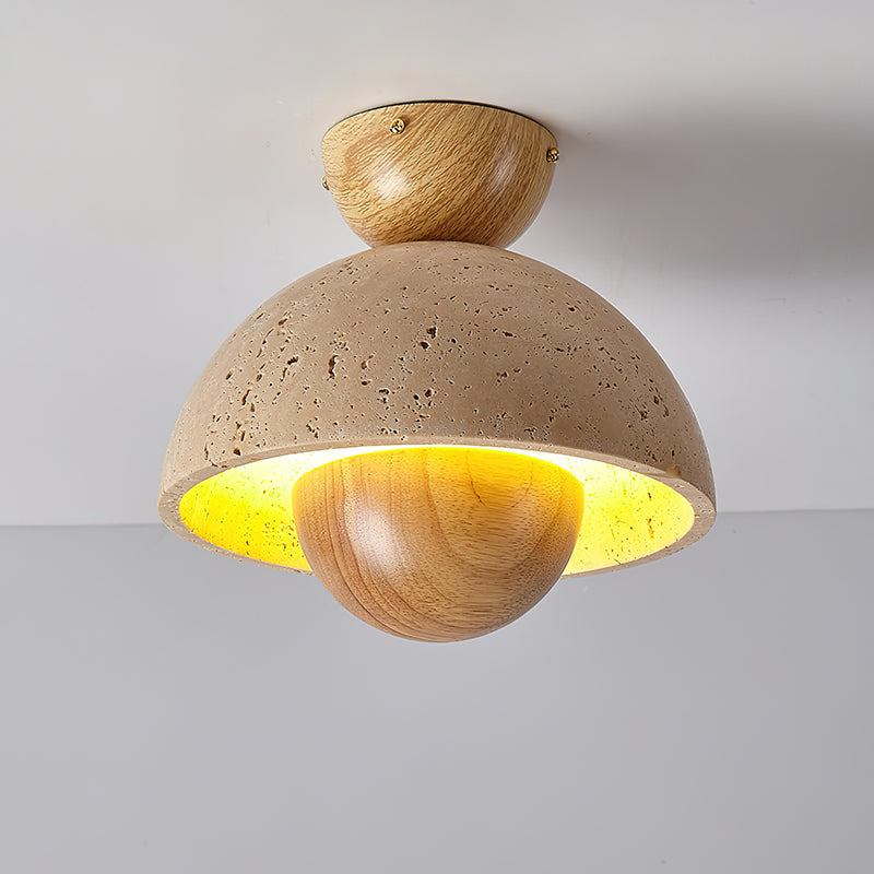 Inverted Ceiling Lamp ∅ 9.1″ x H 8.7″ / Wood Color / Warm Light Ceiling lamp