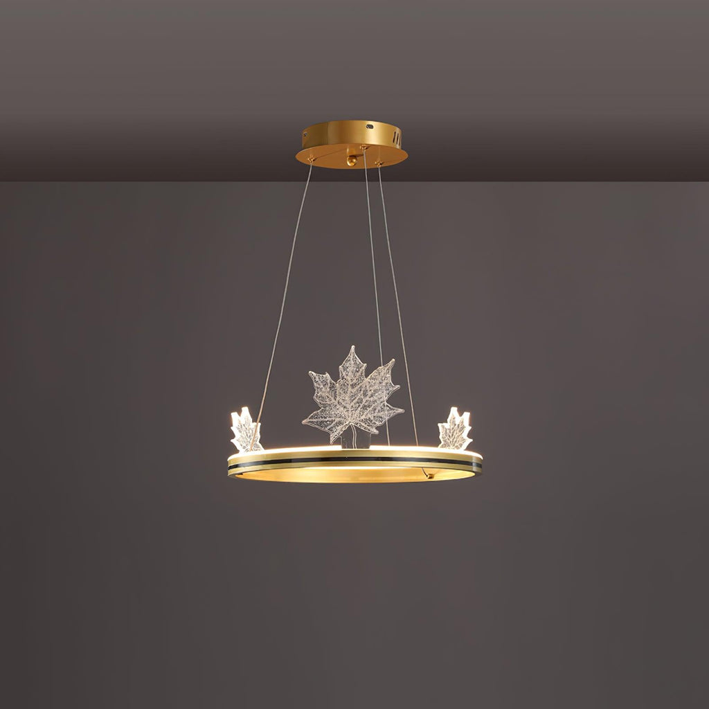 Ion Leaf Chandelier ∅ 15.7″ x H 7″ / Dia 40cm x H 18cm / Gold / Warm White Chandelier