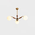 Jeri Sputnik Chandelier 3 Heads ∅ 25.2″ x H 11.8″ / Dia 80cm x H 26cm / Brass & Walnut & White Chandelier