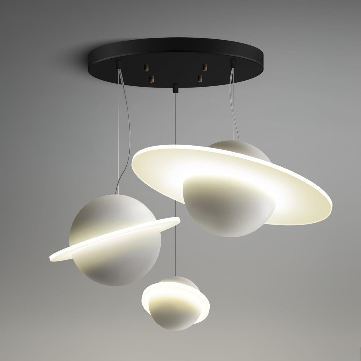 Jupiter Ring Pendant Light 3 heads Round canopy ∅ 15.7″ / Dia 40cm / White / Warm Light Pendant light