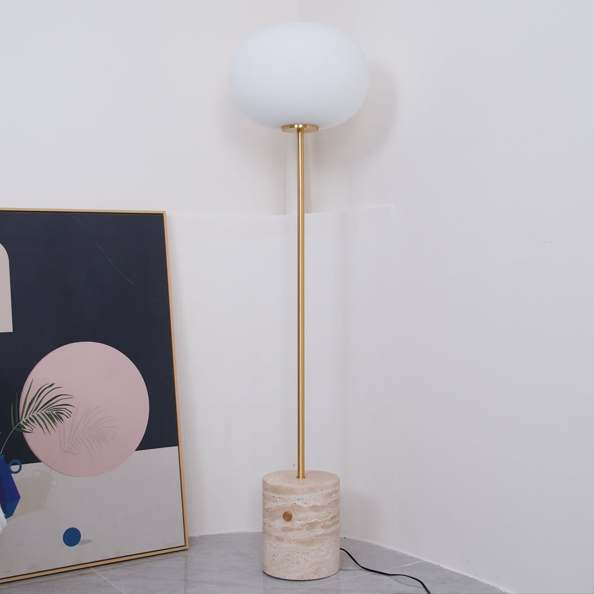 Jwda Floor Lamp ∅ 13″ x H 59″ / Dia 33cm x H 150cm / Gold & White / US Plug Floor lamp