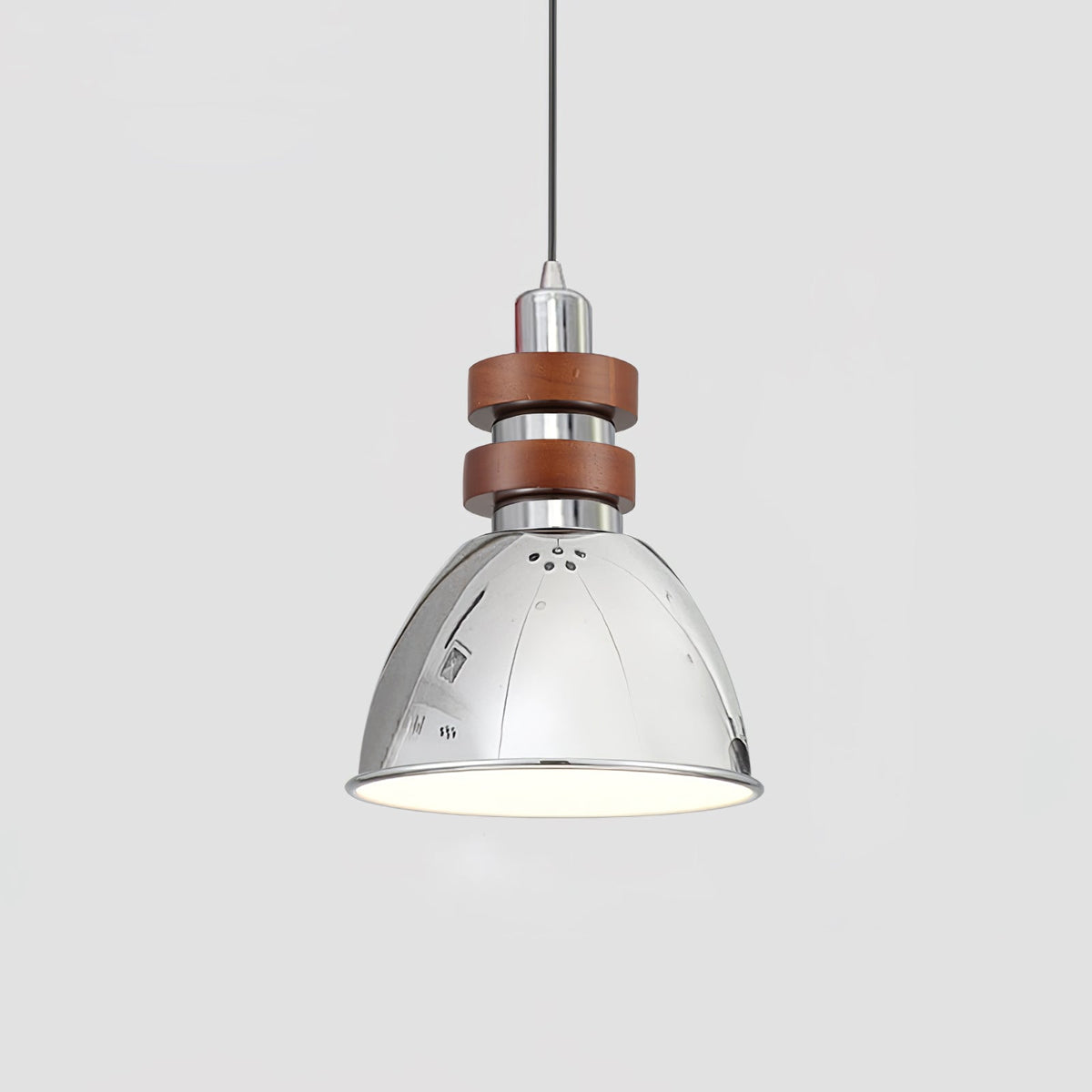Karry Pendant Lamp Model B ∅ 6.3″ x H 7.9″ / Dia 16cm x H 20cm / Walnut Color & Chrome Pendant light