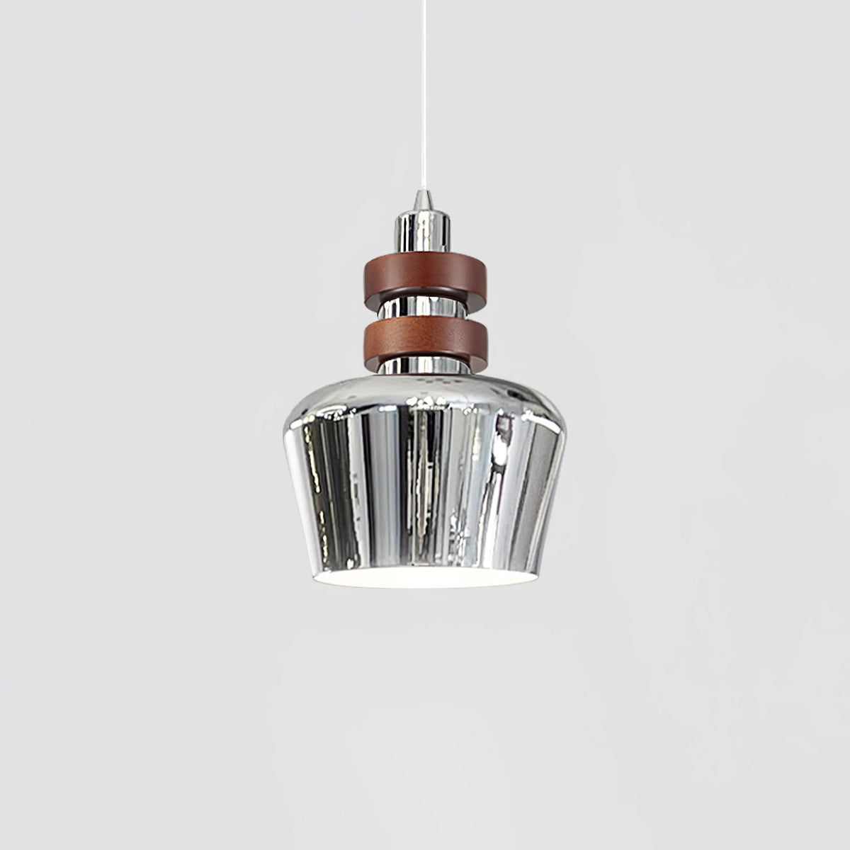 Karry Pendant Lamp Model D ∅ 6.1″ x H 7.9″ / Dia 15.5cm x H 20cm / Walnut Color & Chrome Pendant light