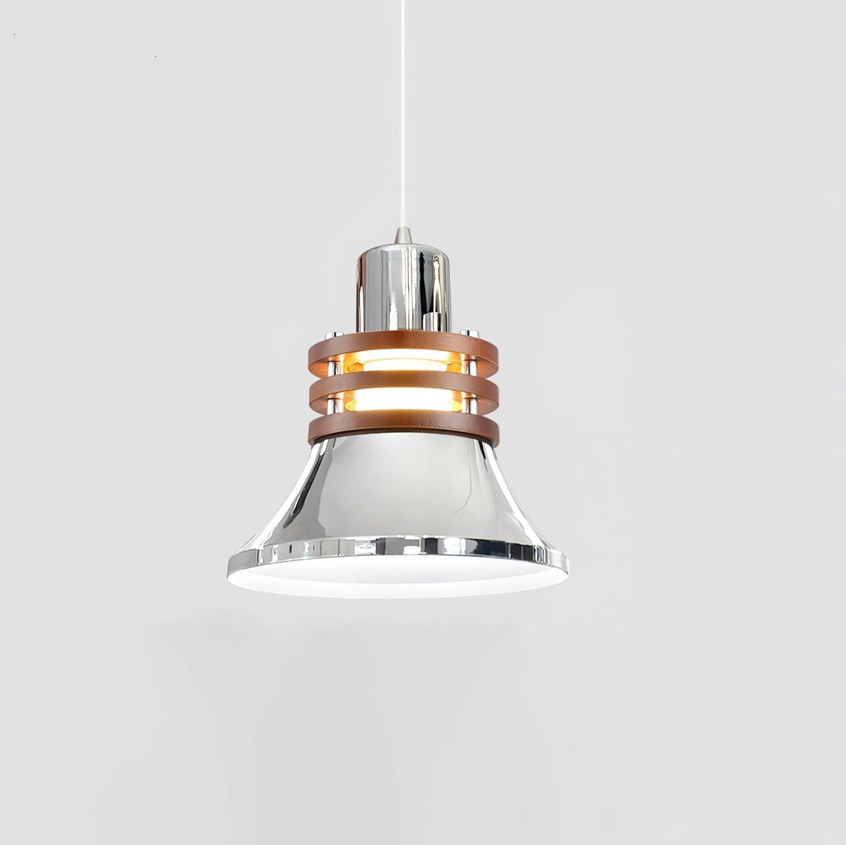 Karry Pendant Lamp Model C ∅ 6.7″ x H 6.7″ / Dia 17cm x H 17cm / Walnut Color & Chrome Pendant light