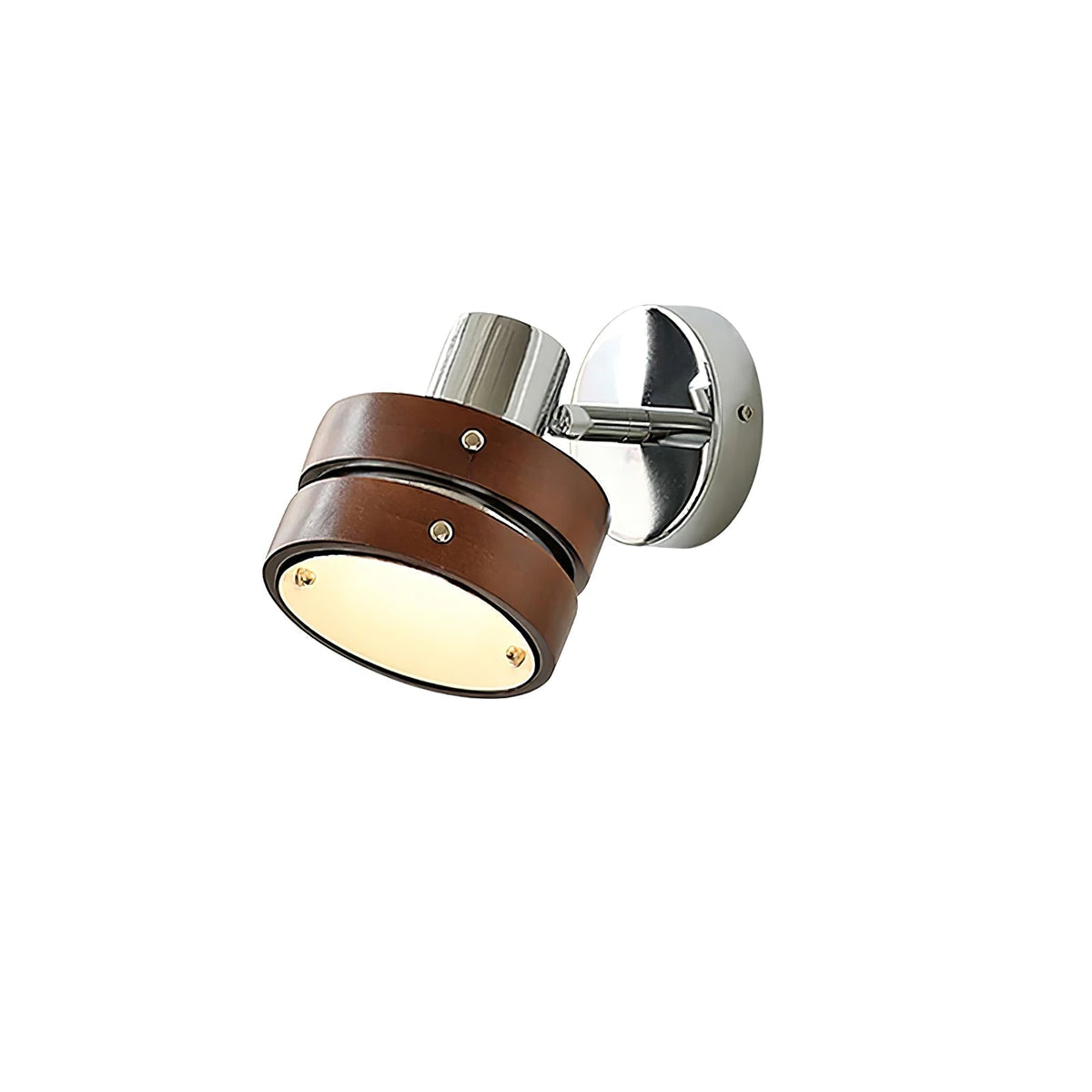 Karry Wall Lamp ∅ 5.1″ x H 6.3″ Set of 1 / Walnut color & Chrome Wall lamp