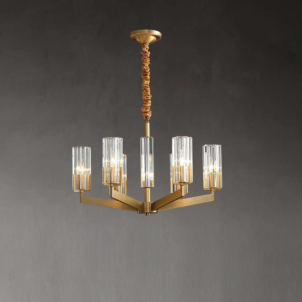 Kayla Brass Chandelier 6 heads ∅ 23.6″ x H 16.1″/ Dia 60cm x H 41cm / Brass & Clear Chandelier