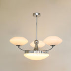 Keston Chandelier 4 heads ∅ 27.6″ x H 11″ / Dia 70cm x H 28cm / Chrome + White Chandelier