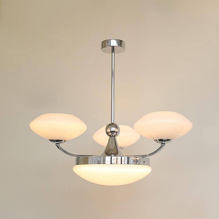 Keston Chandelier 4 heads ∅ 27.6″ x H 11″ / Dia 70cm x H 28cm / Chrome + White Chandelier