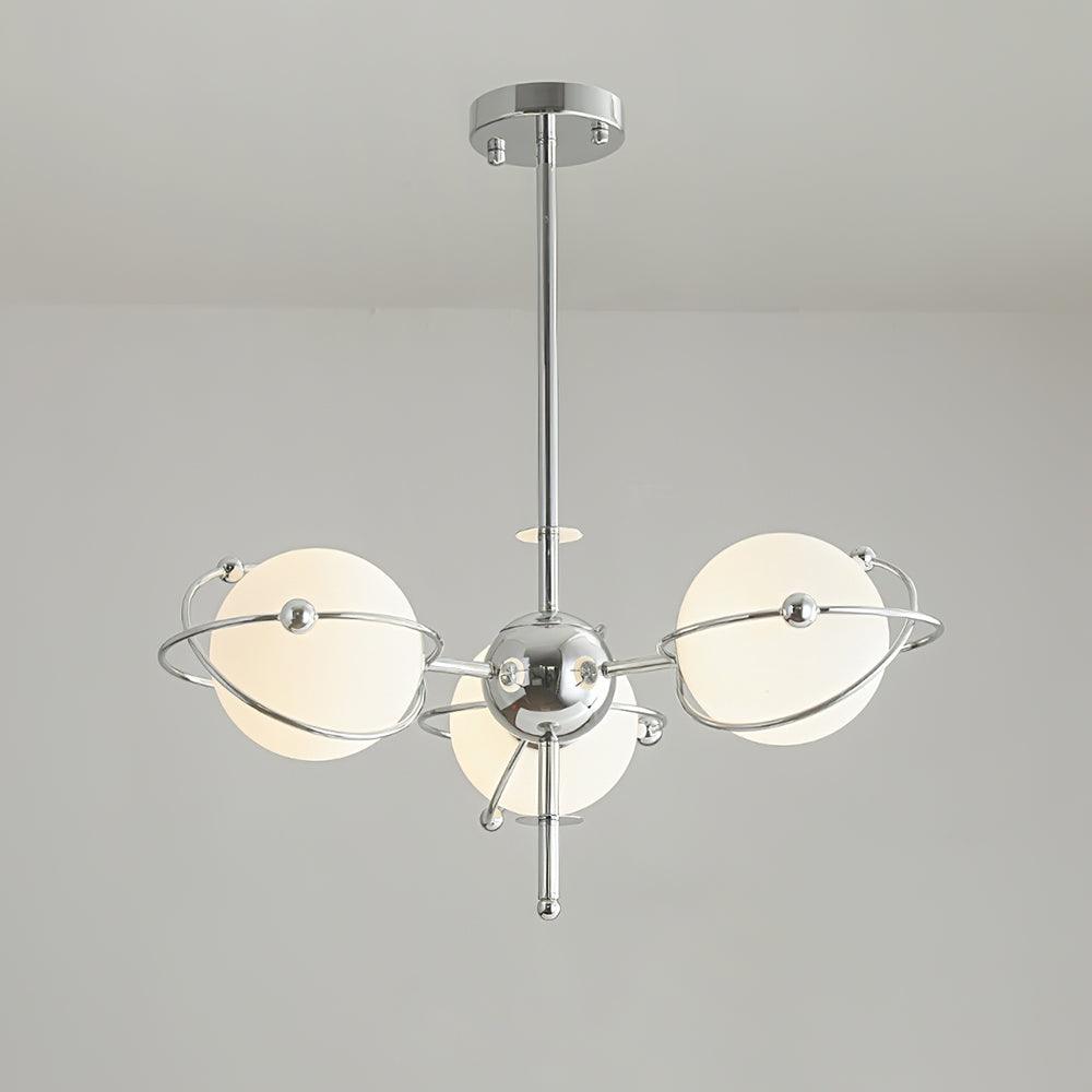 Kittelson Chandelier 3 Heads ∅ 25.5″ x H 17.7″/ Dia 65cm x H 45cm / Chrome & White Chandelier