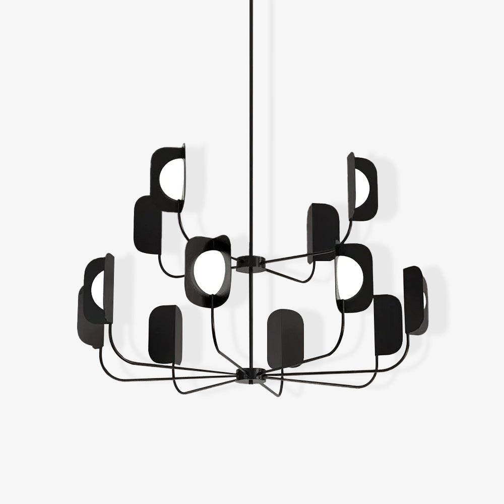 LEAF Chandelier 12heads ? 45.3″ x H 39.4″ / Dia 115cm x H 100cm / Black Chandelier