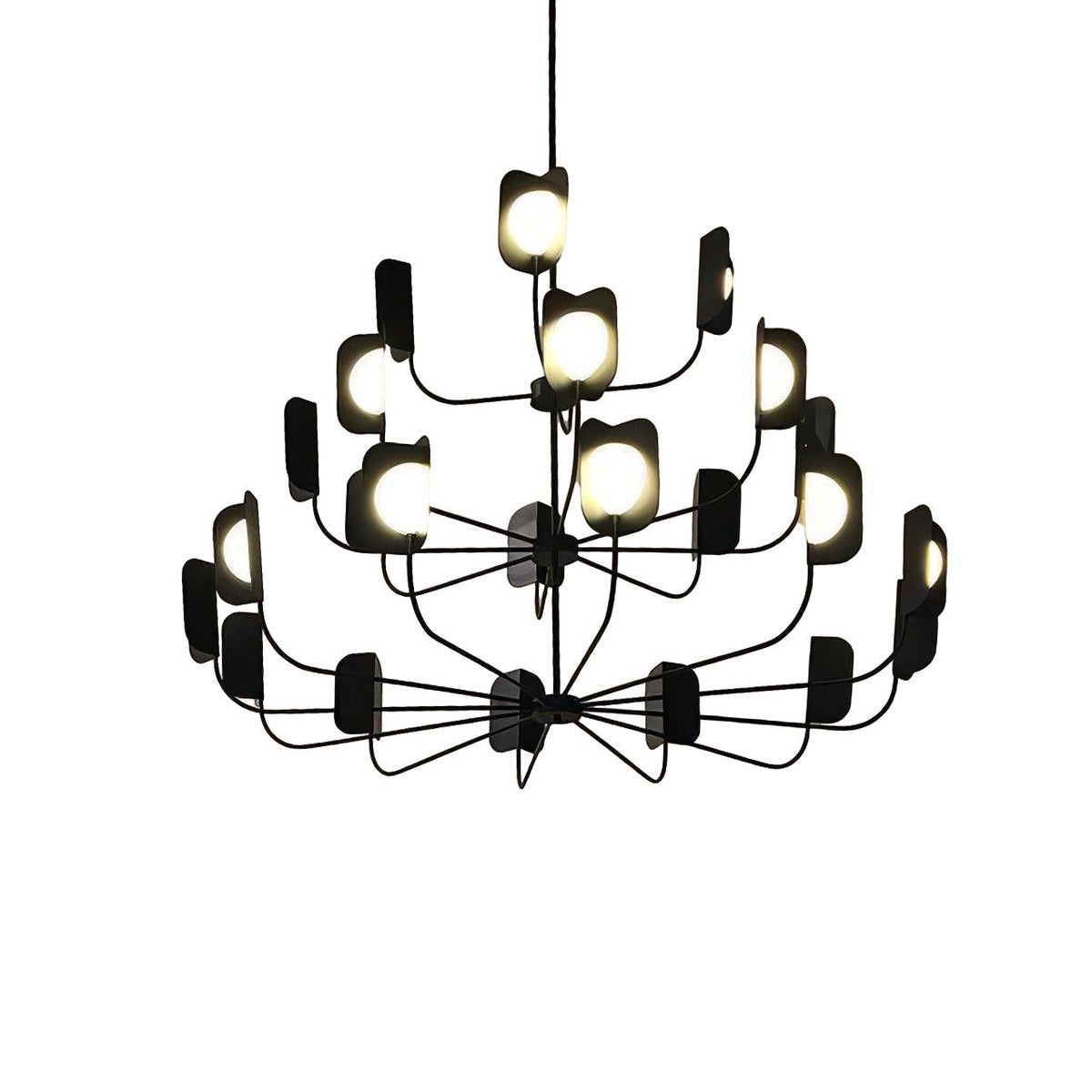 LEAF Chandelier 24heads ? 55″ x H 55″ / Dia 140cm x H 140cm / Black Chandelier