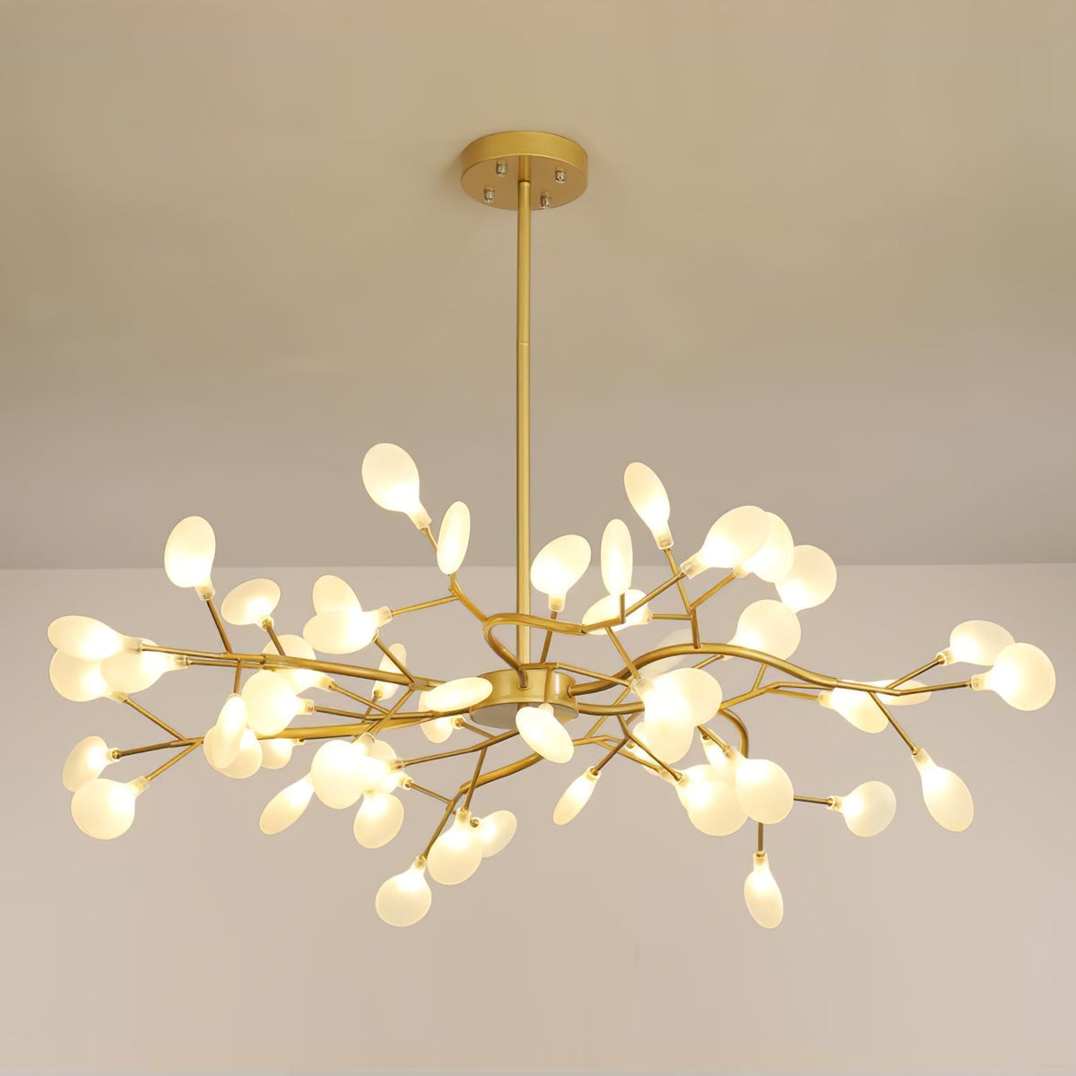 LED Firefly Sputnik Chandelier 63 heads ? 40.6″ x H 13.8″ / Dia 103 cm x H 35 cm / Gold + White Chandelier